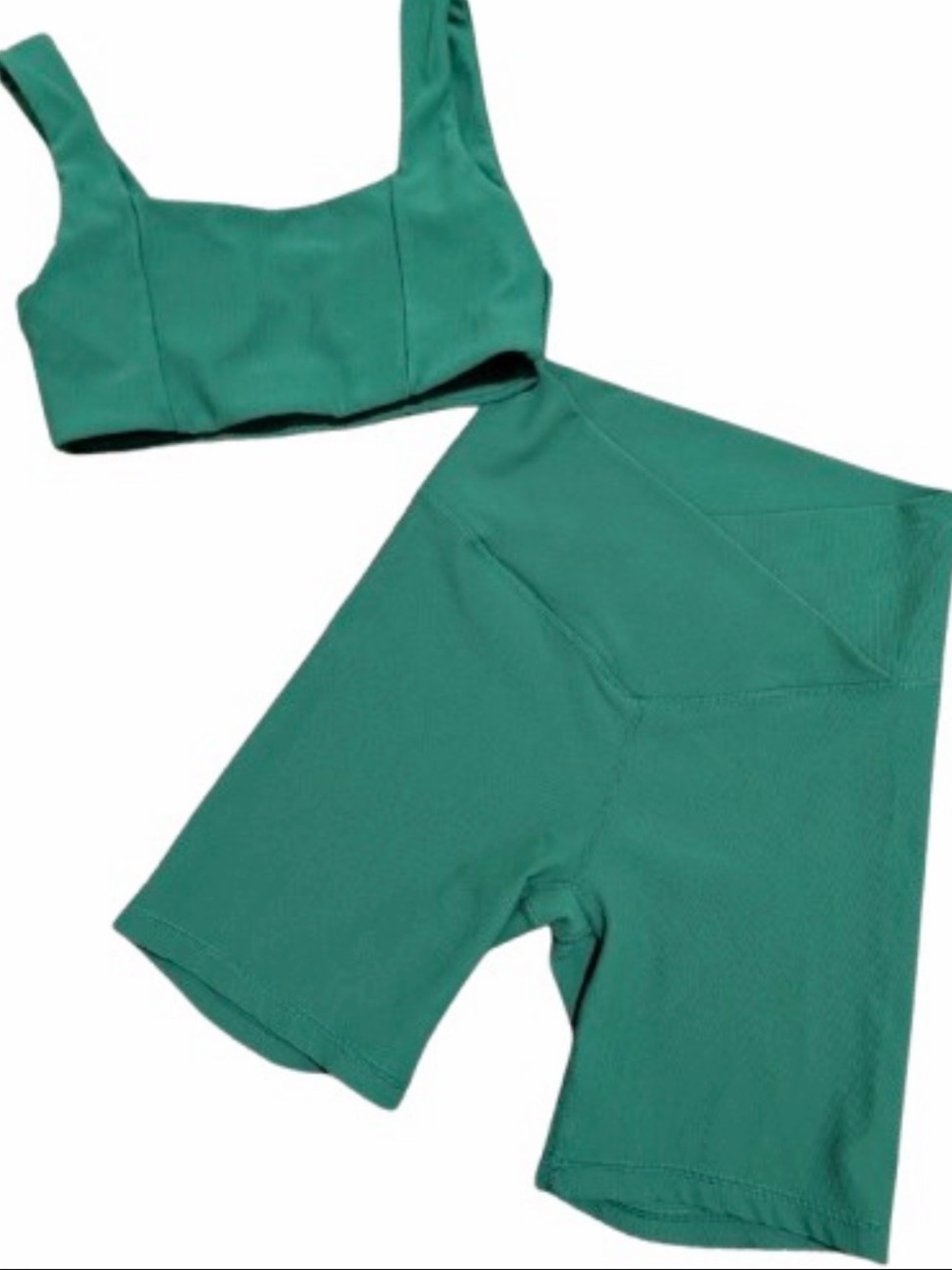 WILO the Label Emerald Green Ribbed Hustle Short Set